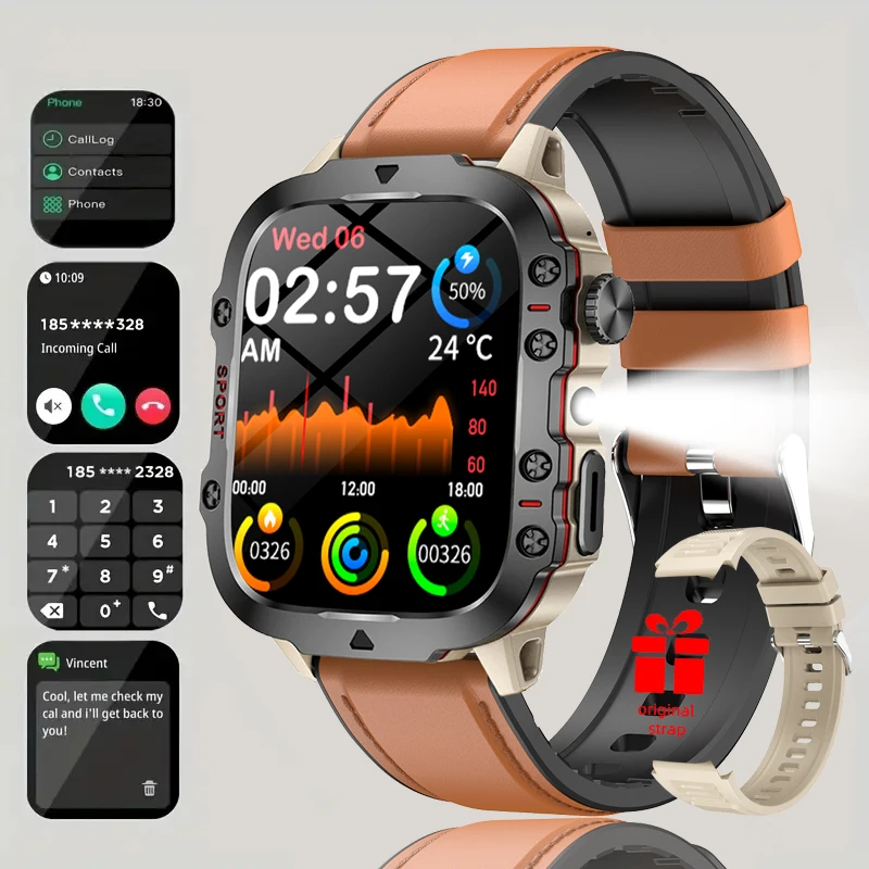 

XIAOMI 2026 for IOS Military Smart Watch 1.81"HD screen BT Call Men Waterproof Outdoor Sports Fitness Tracker Health Monitor