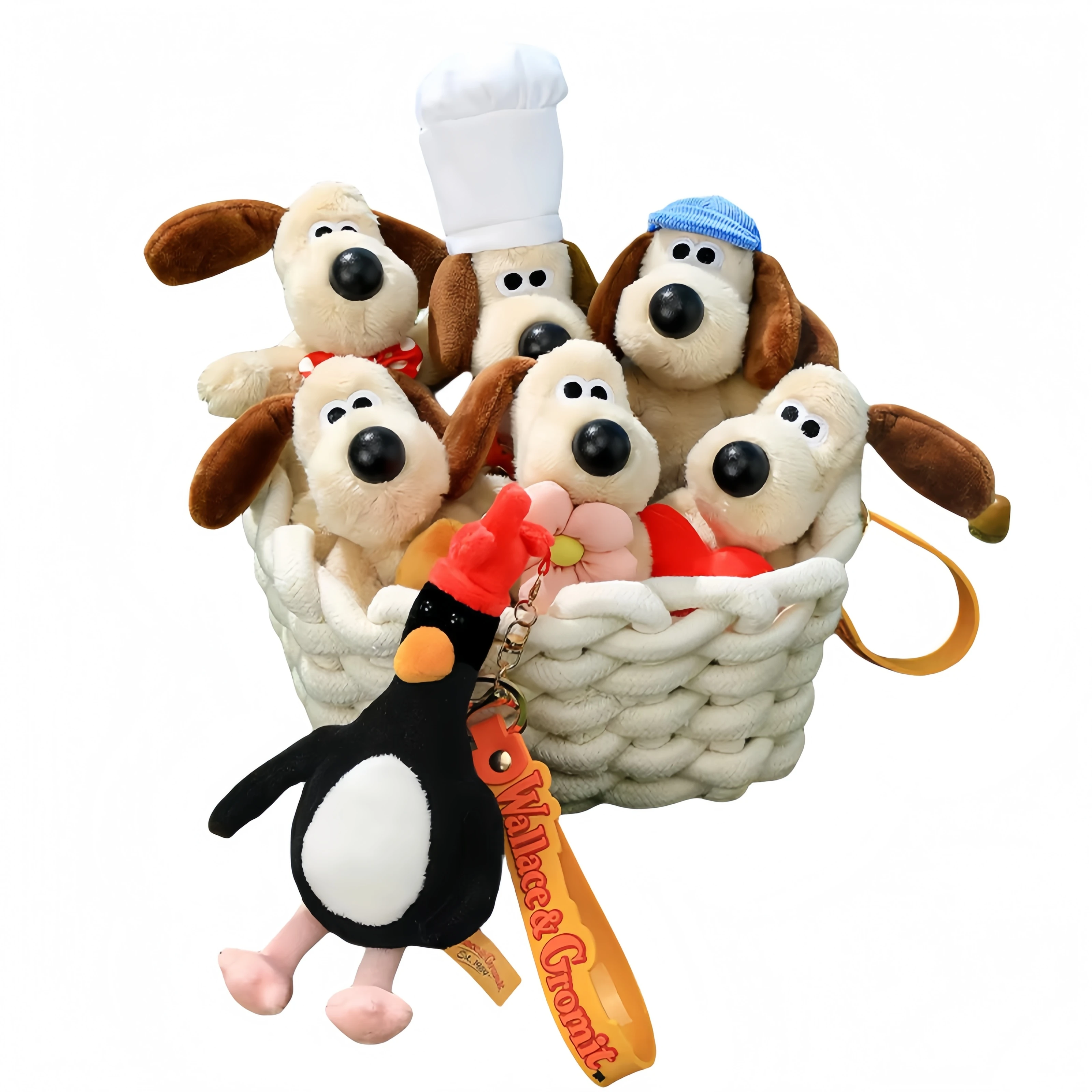 High Quality With Tag Wallace&Gromit Plush Toy Kawaii Gromit Wallace Toys Cartoon Puppy Dogs Bag Pendant Key Chain Kid Gift