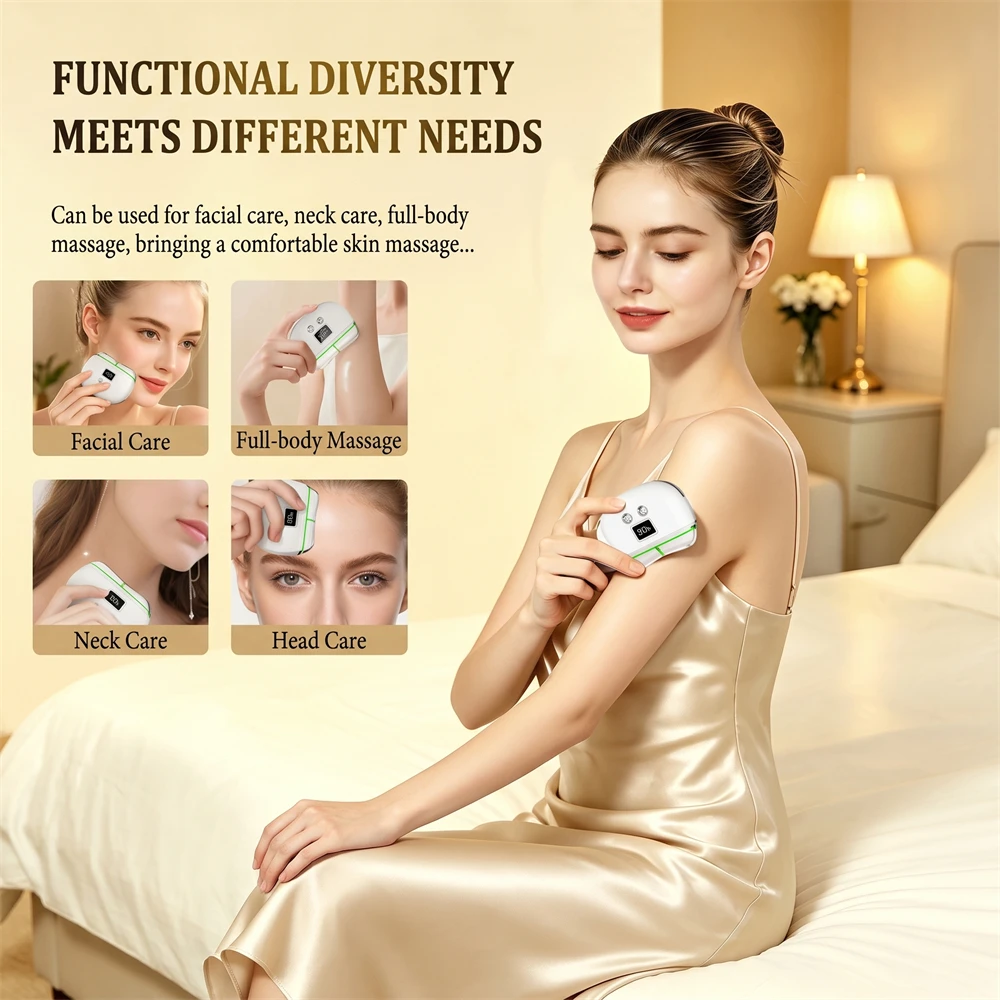 Electric Gua Sha Face Massager EMS Microcurrent 45℃ Heated Neck Lifting Device 4 Color LED Light Vibration Anti-Aging Skin Care