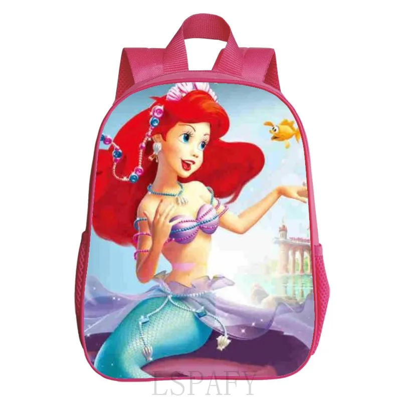 Disney Brand Cartoon Little Mermaid Ariel Princess Backpack Kids School Bag Kindergarten Pink Backpack for Girls 12inch