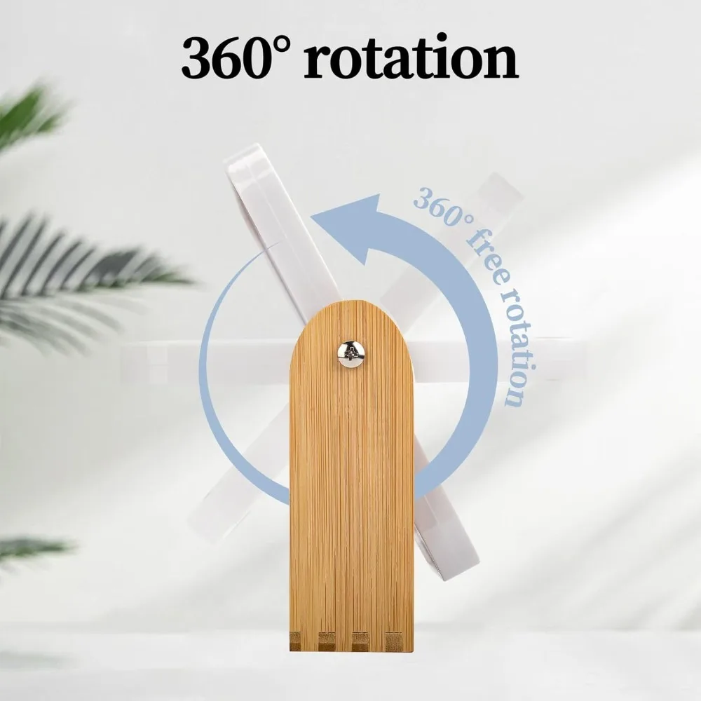 Espelho de vaidade com ampliação 1X/3X dupla face com suporte de bambu natural Espelho de maquiagem portátil 360 °   Mulher com espelho de mesa dobrável