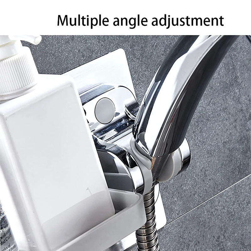 Absシャワーホルダードリルなし調節可能なシャワーブラケット (石鹸棚付きシャワーホルダー)