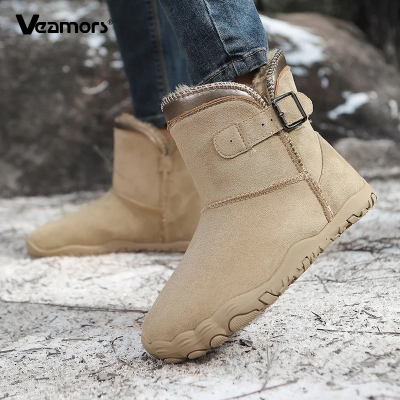 أفخم الدافئة النساء الثلوج الأحذية عدم الانزلاق الرجال الشتاء حذاء للسير مسافات طويلة في الهواء الطلق حذاء رياضة موضة حذاء من الجلد الانزلاق على أحذية قطنية حجم 35-46