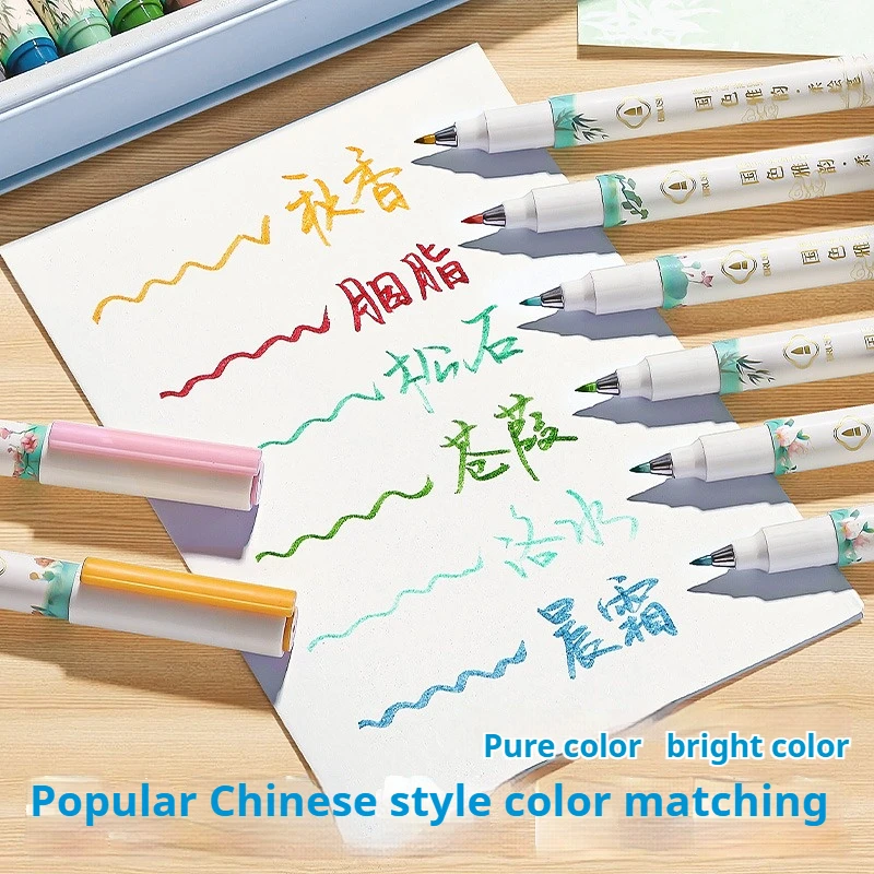 

24/6 Color Vintage Soft Brush Tip Calligraphy Pen Hand Lettering Pens Watercolor Lettering Pens Markers for Art Writing Drawing