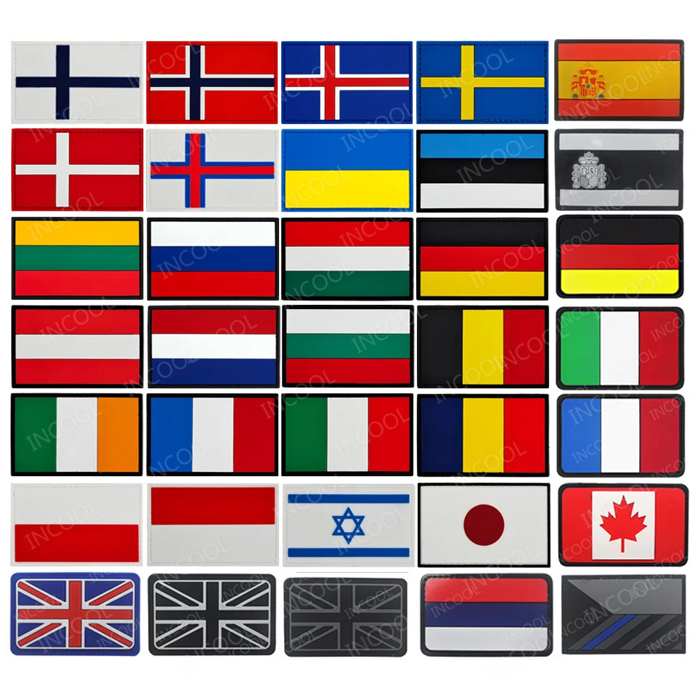 UK France Germany Netherlands US Russia Czech Canada Spain Norway Poland Bulgaria Ukraine Hungary Patches 3D Rubber Flag Patch