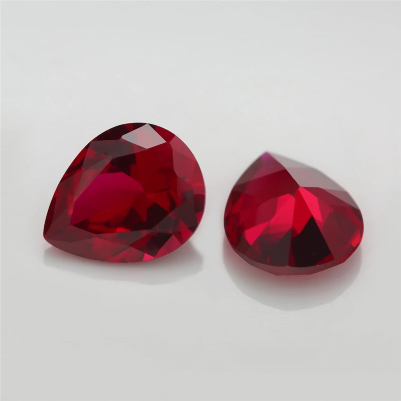 Size 3x5~13x18mm Pear Cut 8# 3# 5# Red Stone Synthetic Corundum Gemstone For Jewelry