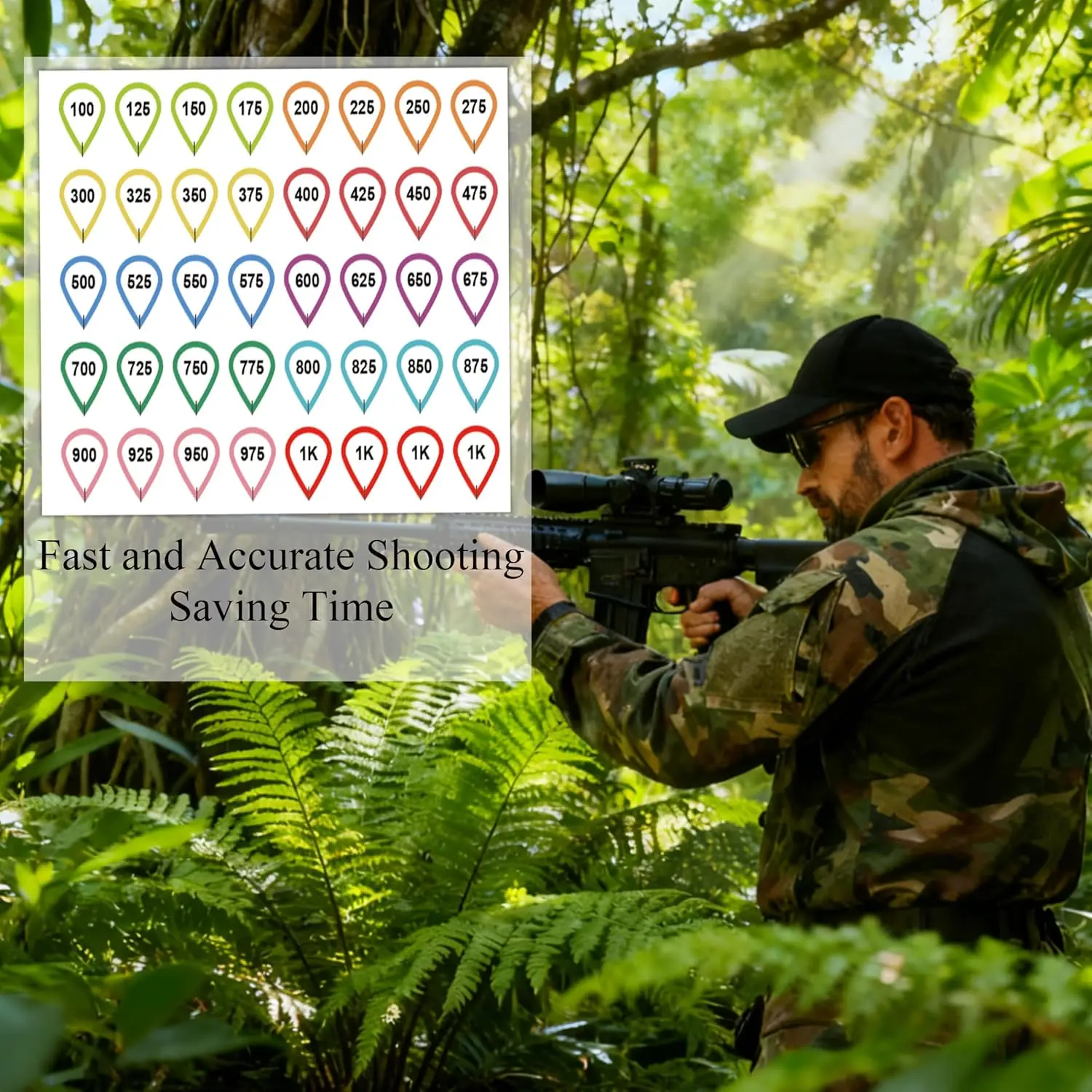 10 Sheets Rifle Scope Turret Stickers, Rifle Scope Turret Tags for Mid-Range to Ultra-Long Range Target Shooting Hunting,