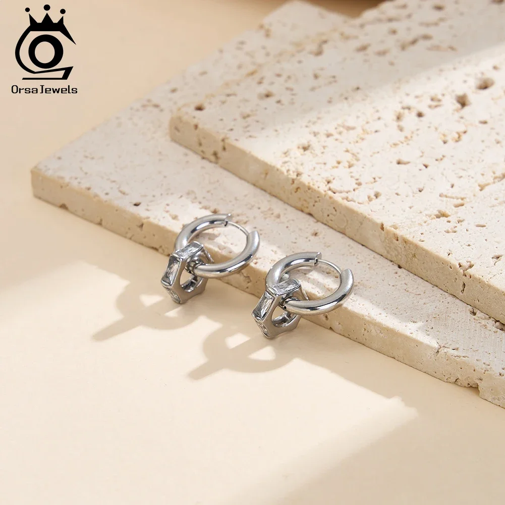 

ORSA JEWELS Stainless Steel Classic Round Drop Earrings for Women Geometric Circle Hoop Earrings Jewelry Waterproof STKE20