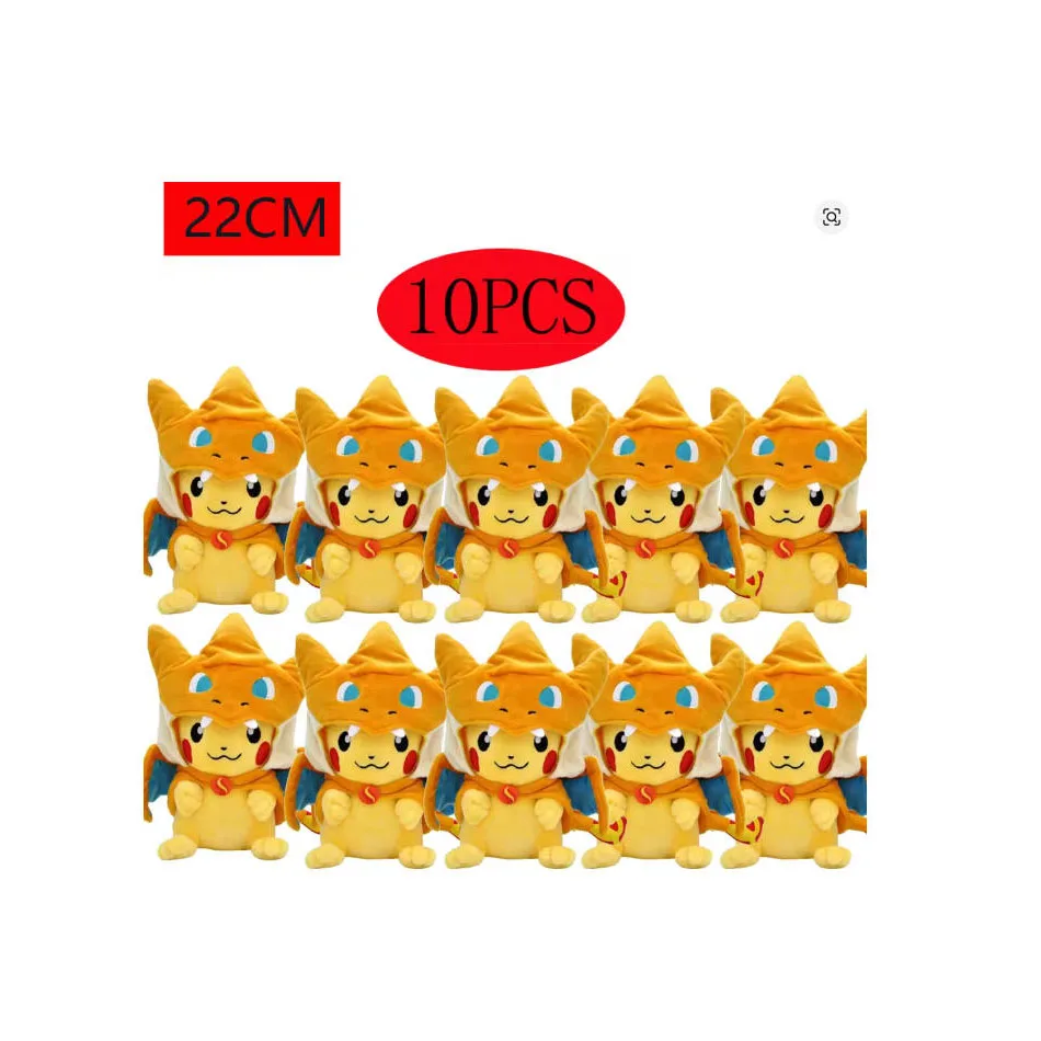 

Cos Eevee Pikachu Cosplay Plush Toy Charizard Peluche Snorlax Garchomp Tyranitar Hydreigon Stuffed Animal Doll Plushies Toy Gift