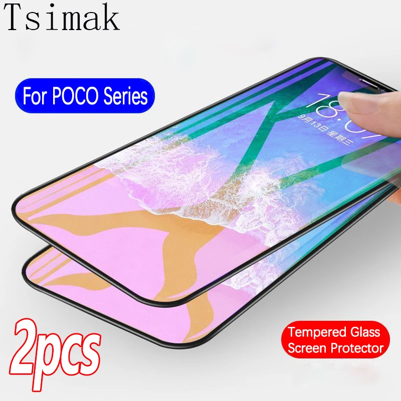 2pcs For Poco X3 Pro Tempered Glass For Xiaomi Poco M3 Pro F3 GT X3 NFC X3Pro Screen Protector Full Cover Glass Protective Film