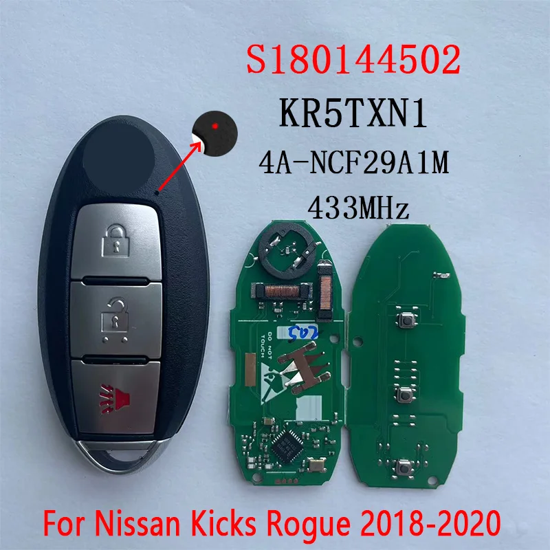 Baby key Smart Key for Nissan 2018-2019 Kicks Rouge Remote 433Mhz 4A S180144502 KR5TXN1 285E3-5RA0A With Light