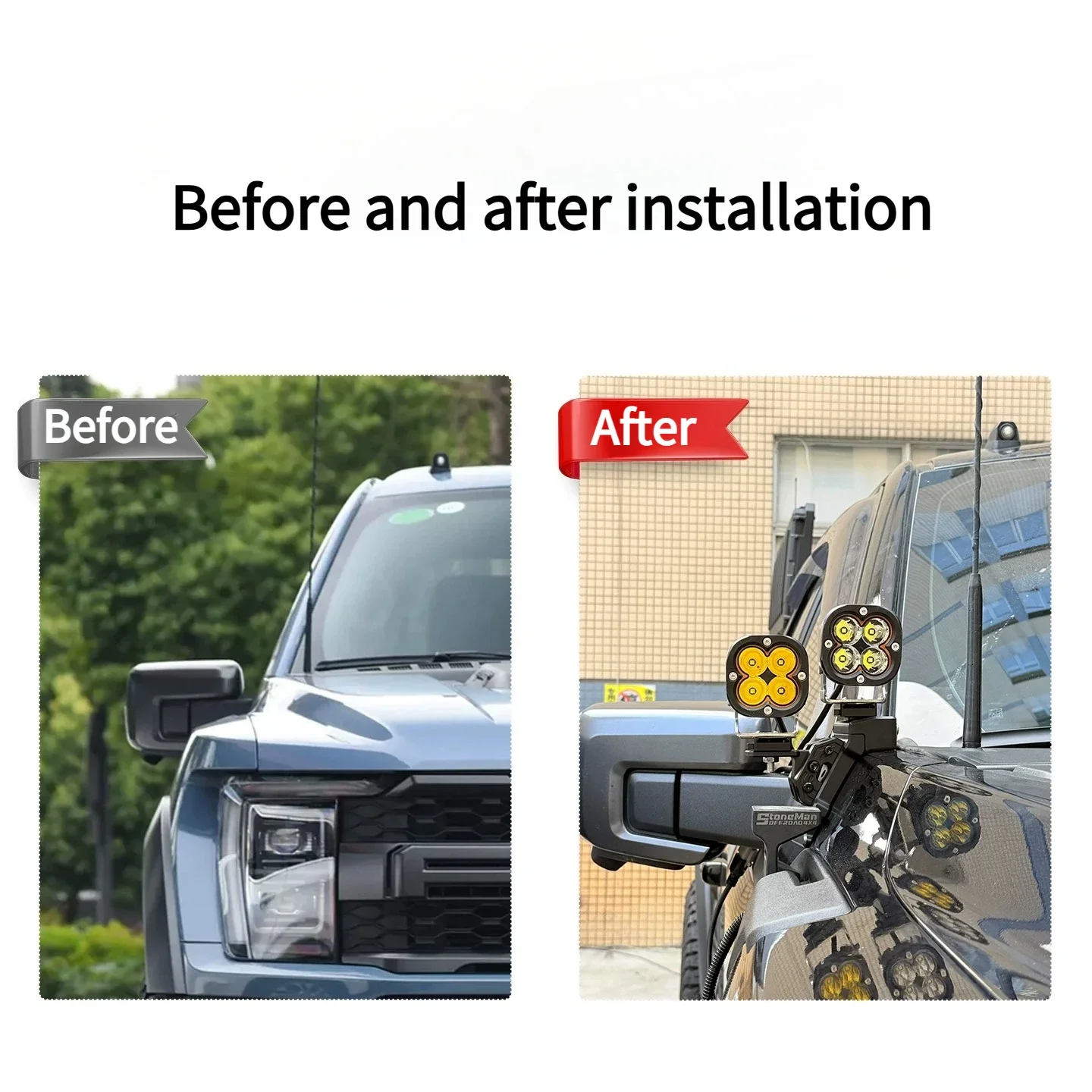 For Ford Third-Generation F-150 Raptor Z Series A-Pillar Dual Light Quick-Release Extension Bracket Hood LED Spotlight Bracket
