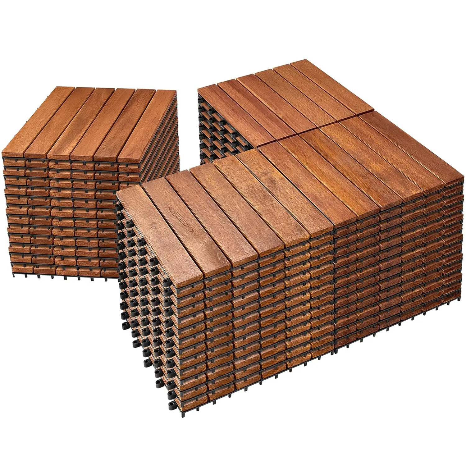 PrimeZone 54 PCS FSC Certified Acacia Wood Interlocking Deck Tiles - 12