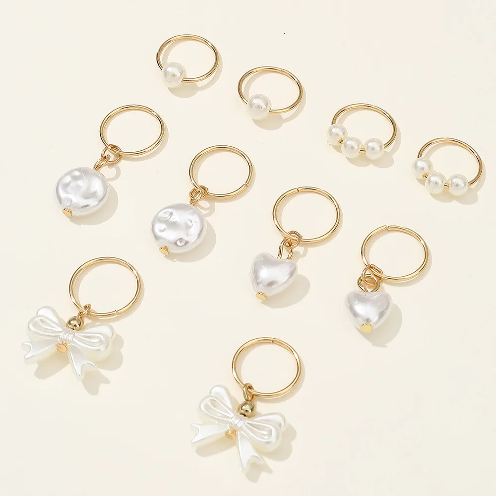 

10pcs Braided Hair Decorations Pearl Love Bow Hair for Braids Dreadlock Braid Clips Beads Hair Cuffs Clips for Women Girls