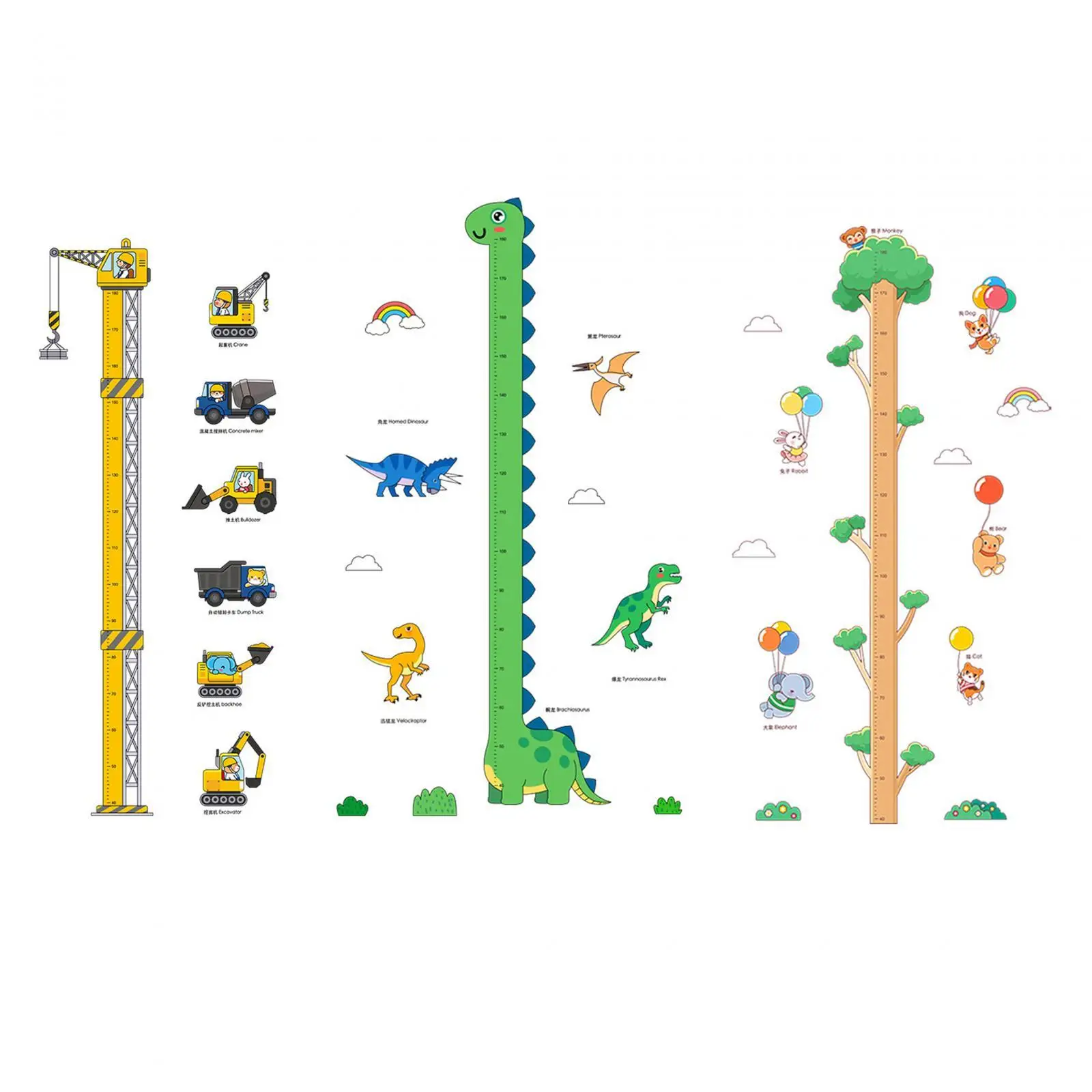 Height Growth Chart Wall Sticker Max 180cm Easy to Peel Height Measure Decal for Sofa Backdrop Living Room Classroom Decoration