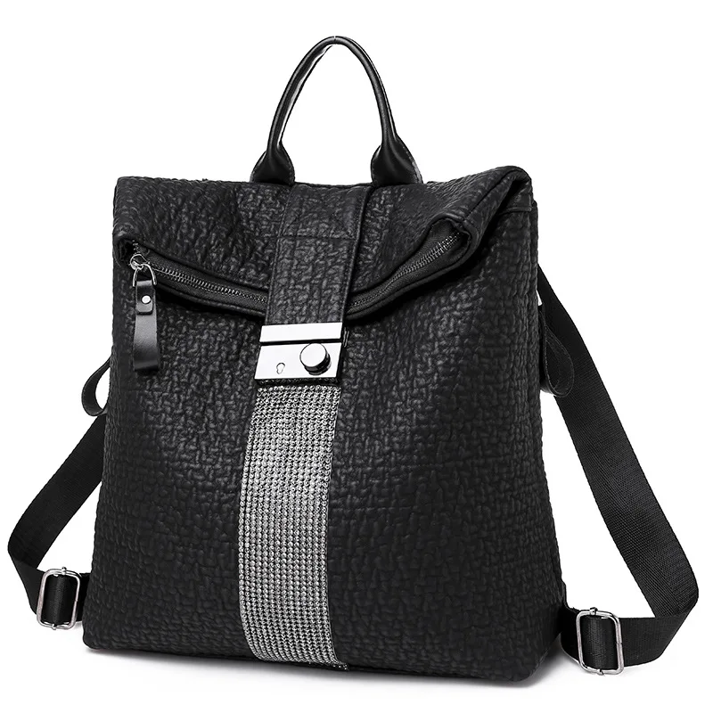 

New Ms Luxury Designer Women High capacity Black Backpack Casual High Quality School Backpacks For Girls Travel Bagpack