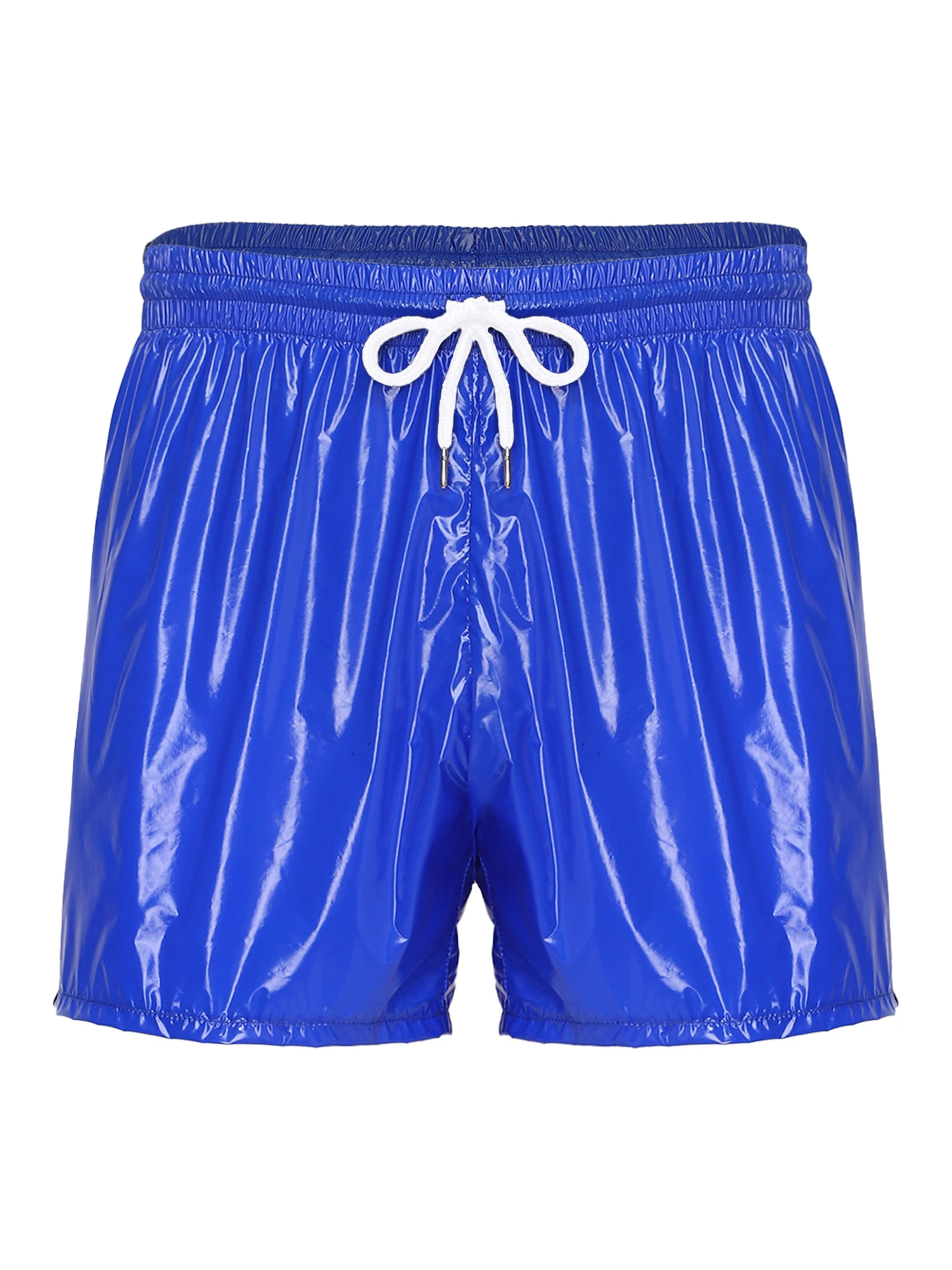 Badebekleidung für Herren, wasserdichte Badehose, glänzende, metallische Trainings-Badeshorts, Kordelzug, integrierte Slips, Boxershorts