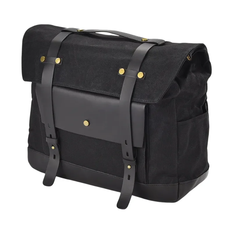 Detachable Motorcycle Tail Bag Waterproof Luggage Saddle Pack for Cycling Crossbody Shoulder Strap Top Leather Storage Pouch