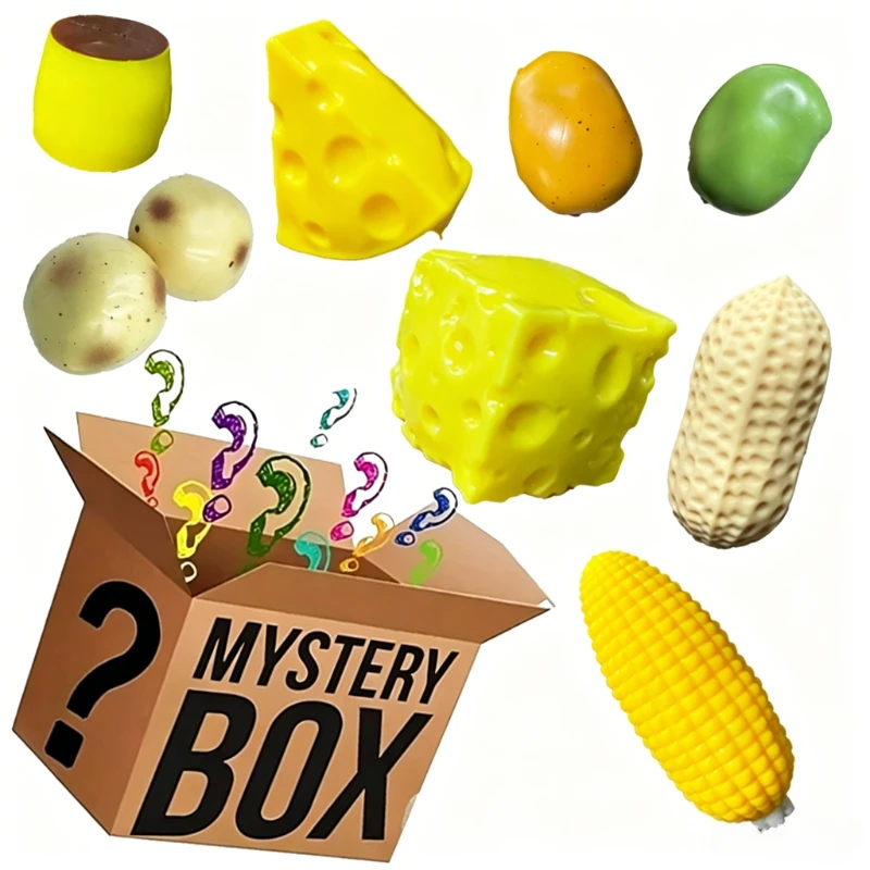 Fake Food Handmade Crunchy Squishy Balls Blind Box Corn Cheese Mango Peanut Potato Stress Relief Squeeze Fidget Toy Random
