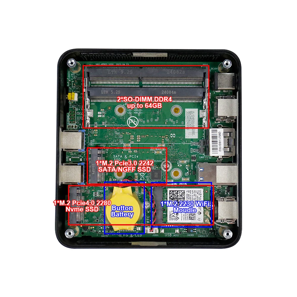 NUC Mini PC N150 4Core 8GB DDR4 256GB NVME 2,5G red Windows11/Ubuntu Mini ordenador de bolsillo para el hogar y la Oficina pantalla Dual 4K WIFI6