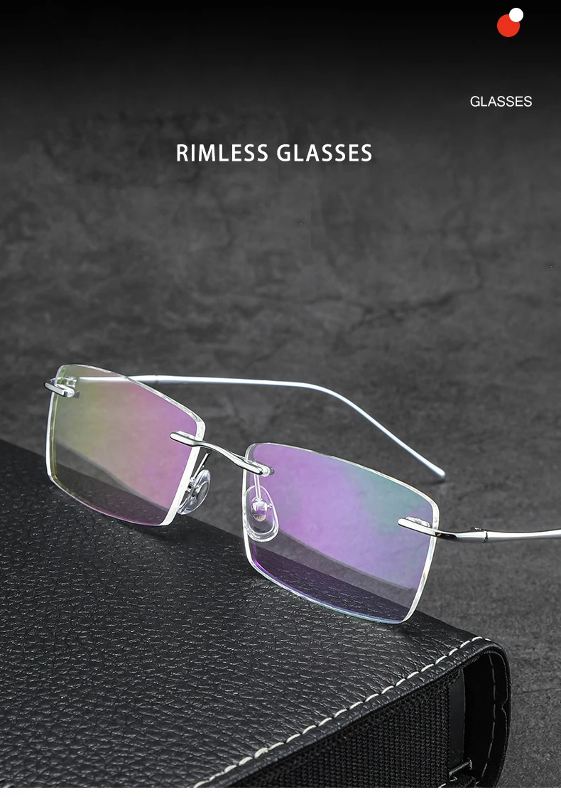Mode randlose Business-Brillen ultraleichte reine Titan Luxus optische verschreibung pflicht ige Brillen Mann Frau große Brille – Detail 2
