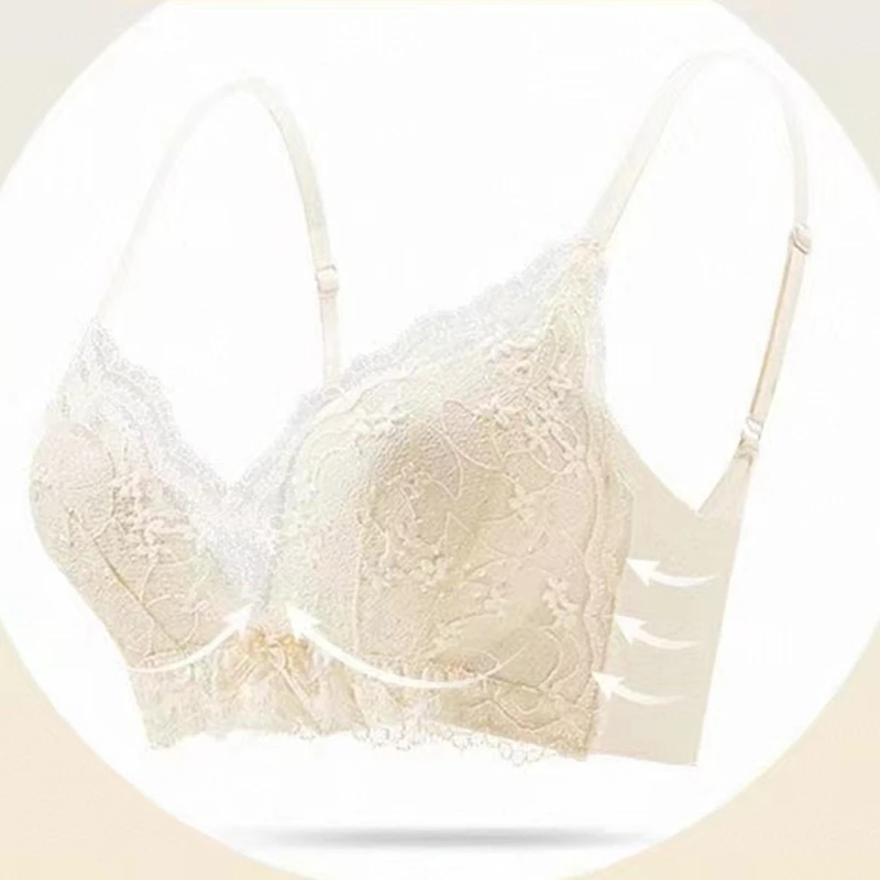 Underwear For Women In Summer, Thin, Large Breasts, Small Breasts, Gathered Summer, Thin, Breathable, Wire-free Sexy Lace Bra