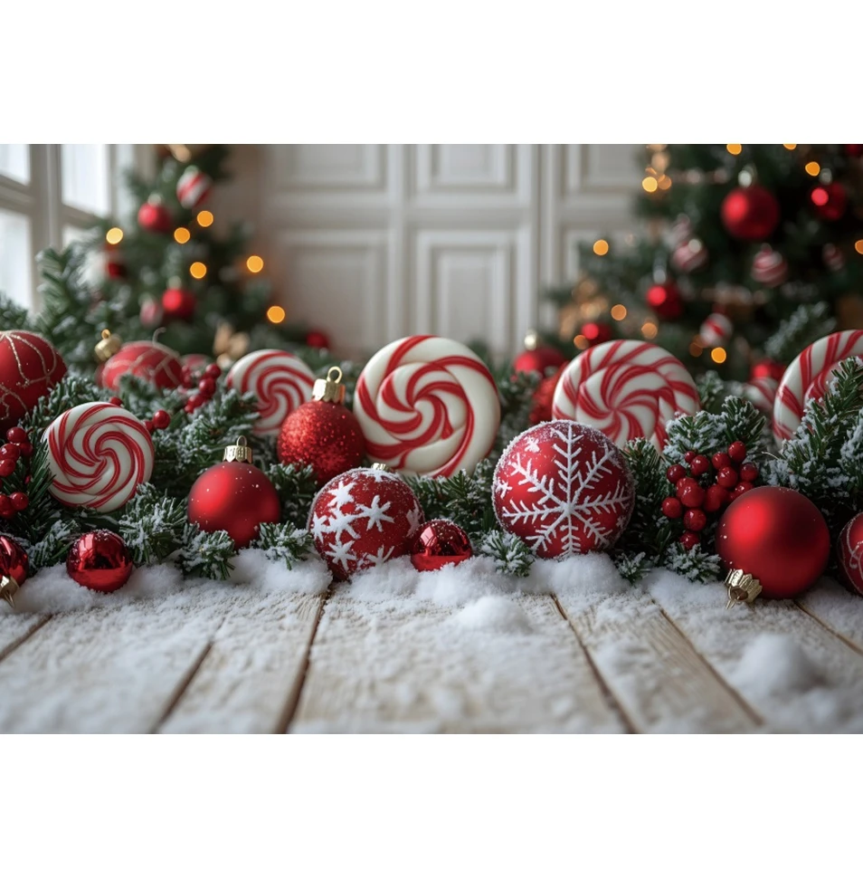 Merry Christmas Photography Backdrop Red Bells Candies Baby Kids Portrait Family Xmas Party Photocall Background Decor Banner