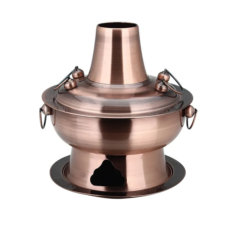 Hot pot 28/32/34 cm large copper core stainless steel traditional charcoal hot pot induction cooker picnic dining
