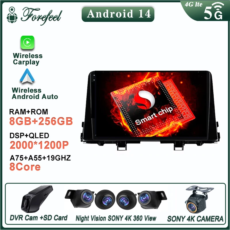 

Android 14 For KIA Picanto Morning 2016 2017 2018 2019 9" HDR Multimedia Car Auto radio Player DVD Navigation GPS Dash Cam 2K