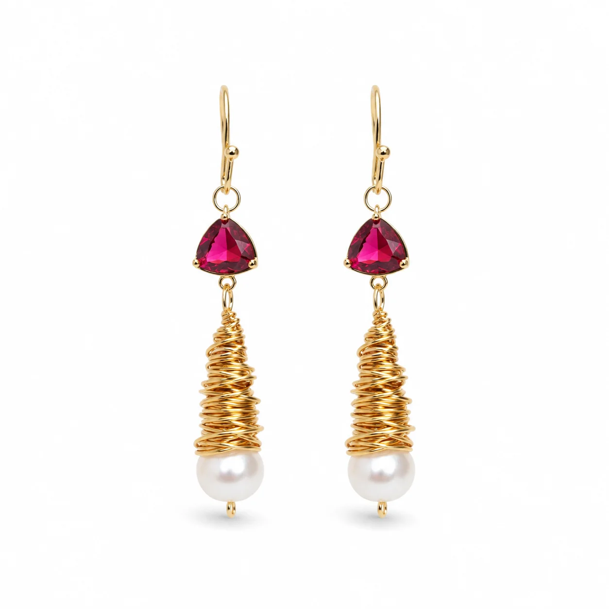 Striking Handcrafted Baroque Pearl Drop Earrings, Copper Wire Wrapped in Vibrant Seed Beads, One-of-a-Kind Boho Luxe Statement P