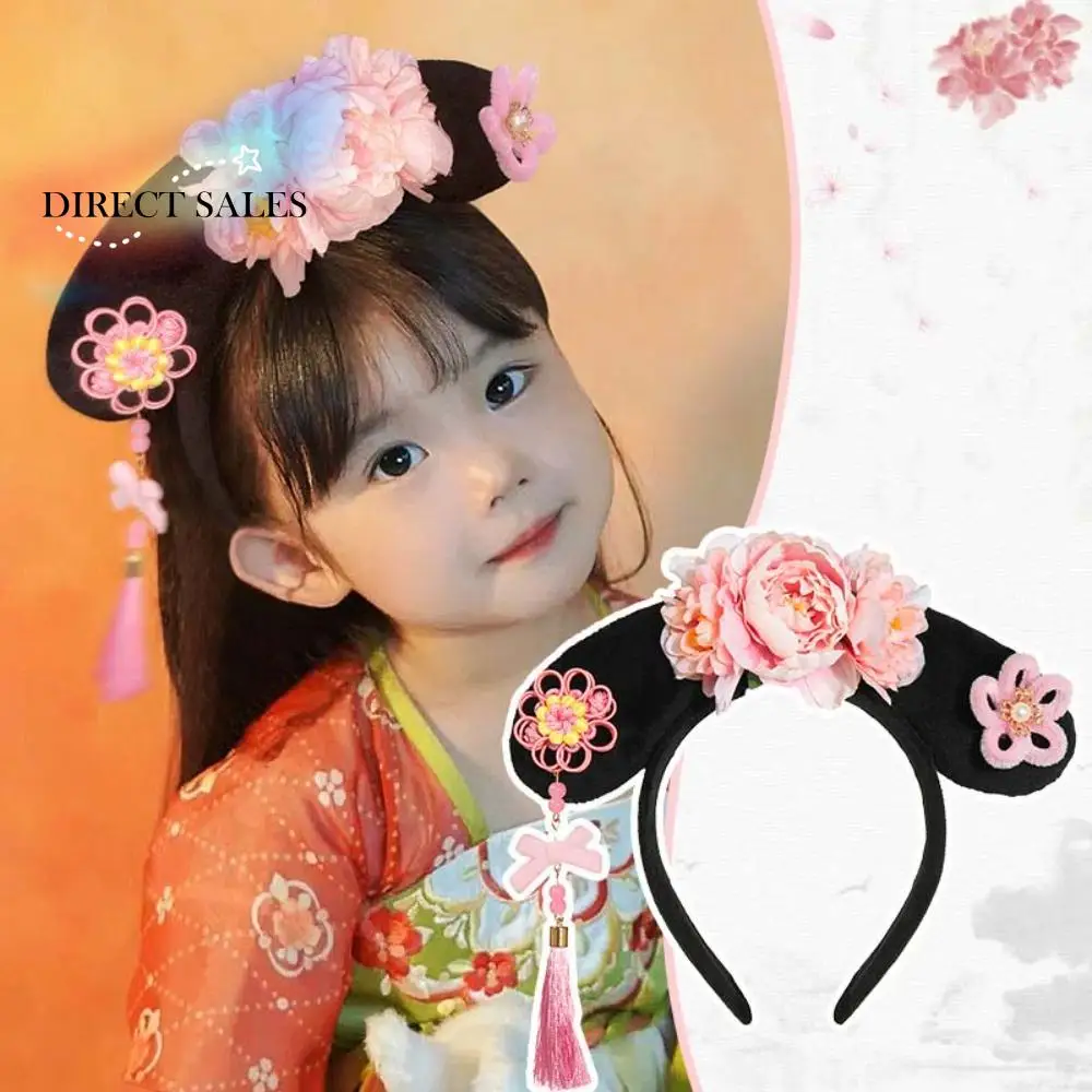 

Sweet Hanfu Flower Headband Butterfly Pearl Chinese Style Hair Hoop Hair Accessories Long Tassel Children Hair Bands Cosplay