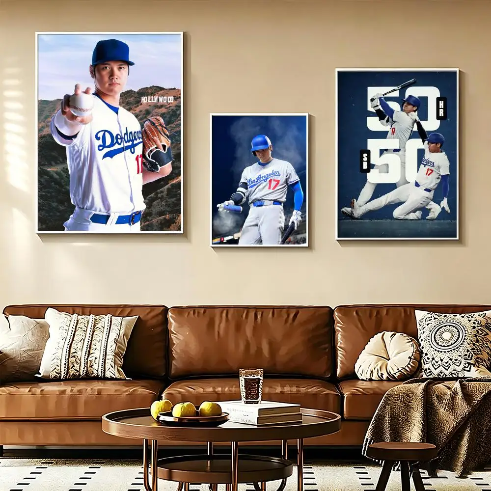 celebrity O-Ohtani Poster Self-adhesive Paper Print Home Living Room Bedroom Entrance Bar Cafe Art