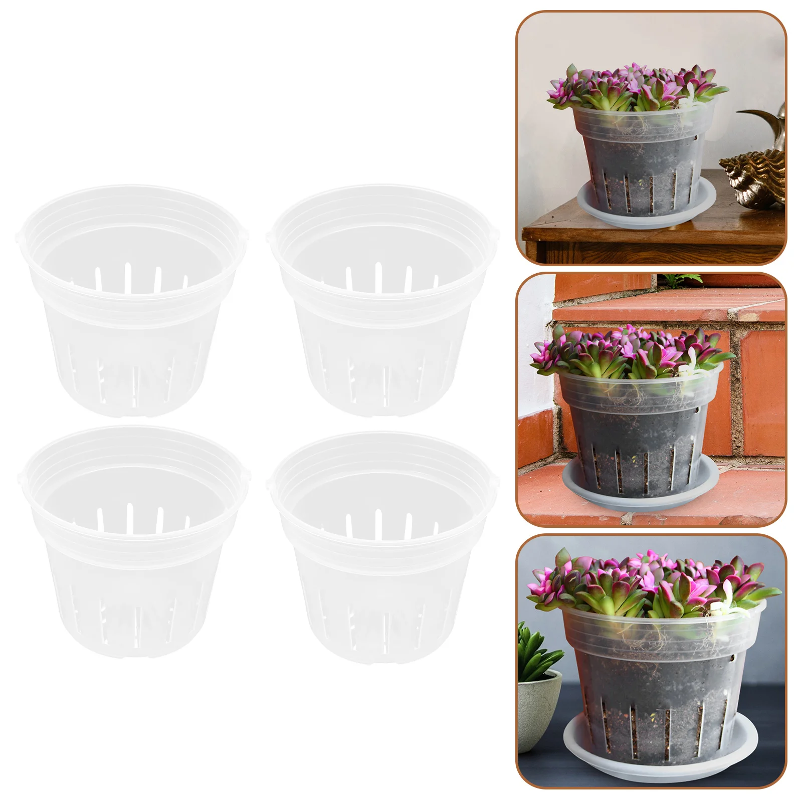 

4 Pcs Orchid Phalaenopsis Hard Planting Cup Transparent Pots Vase Nursery Containers Small