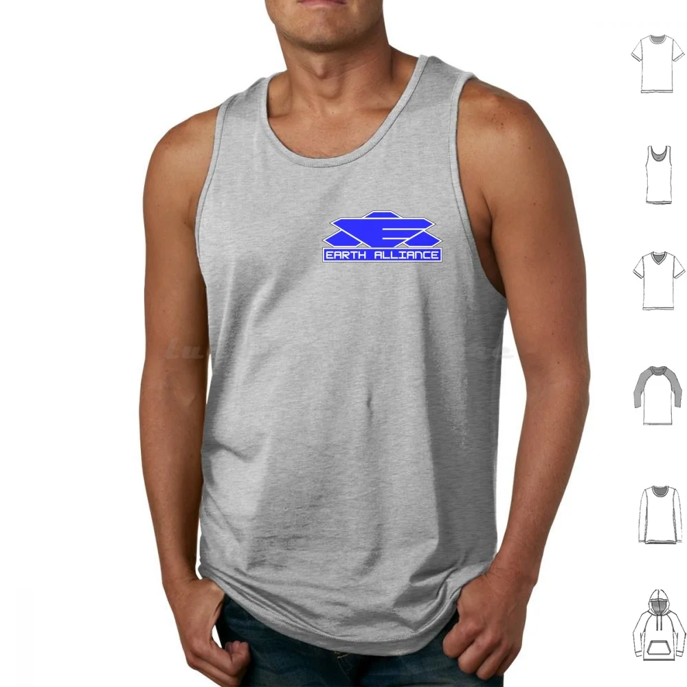 Babylon 5, camisetas sin mangas con emblema de la Alianza terrestre, algodón estampado Babylon 5 B5, ciencia ficción, ciencia ficción Babylon, espacio de ciencia ficción
