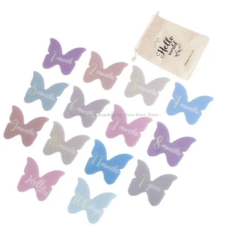 Opakowanie 14 szt. Akrylowe karty orientacyjne dla dzieci Chmura/w kształcie motyla Rekwizyty fotograficzne Pamiątkowa zabawka