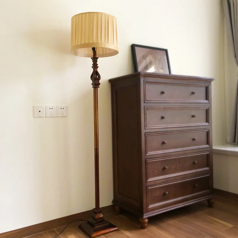 

Vintage American Bedroom Floor lamp European Home Decor Lighting Lamp Hotel Living Room Bedside Fabric Lamp Stand Light