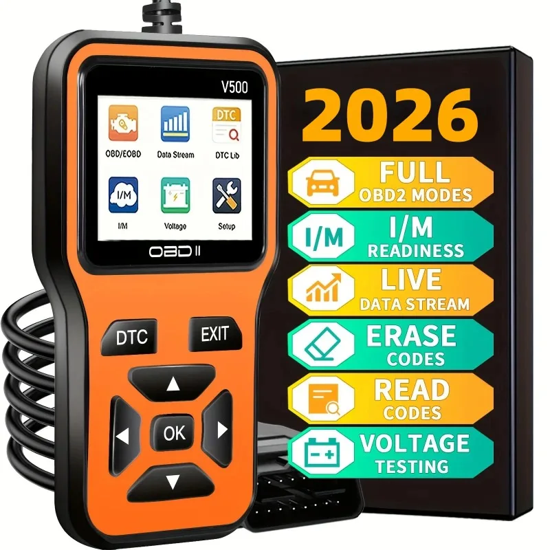 V500 Car Fault Diagnostic Scanner OBD2 Code Reader & Reset Tool Universal with Display Screen for Engine Check Precision
