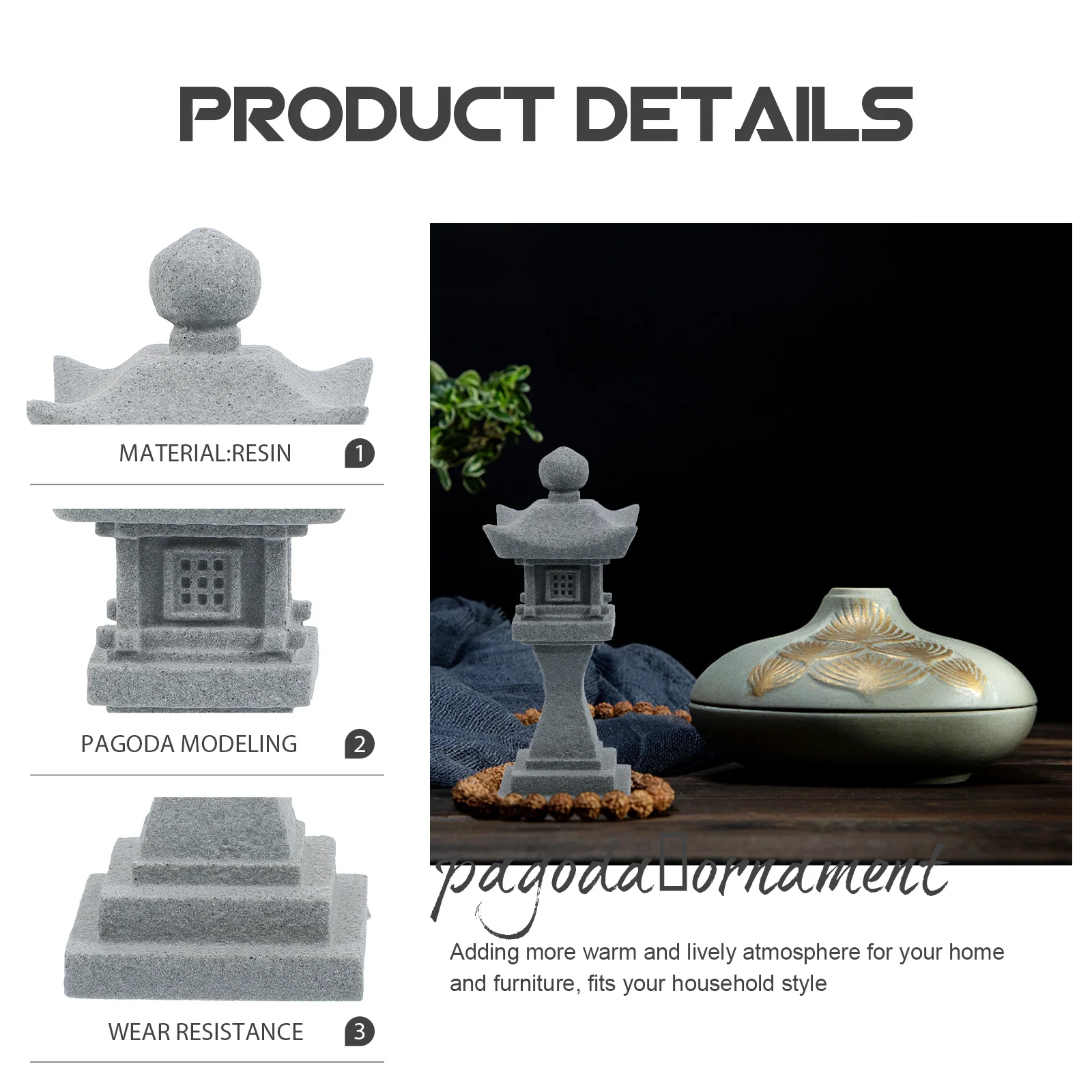 

Japanese Mini Pagoda Statue Garden Yard Ornament Micro Landscape Decoration Sand Table Pavilion Fine Craft Bonsai Adorn Gift