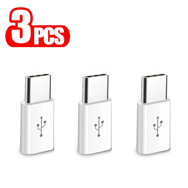 3 PCS Connector Micro USB to Type-C Adapter for Samsung LG Huawei Honor Xiaomi Redmi OPPO Android Phone Charger Cable Converter