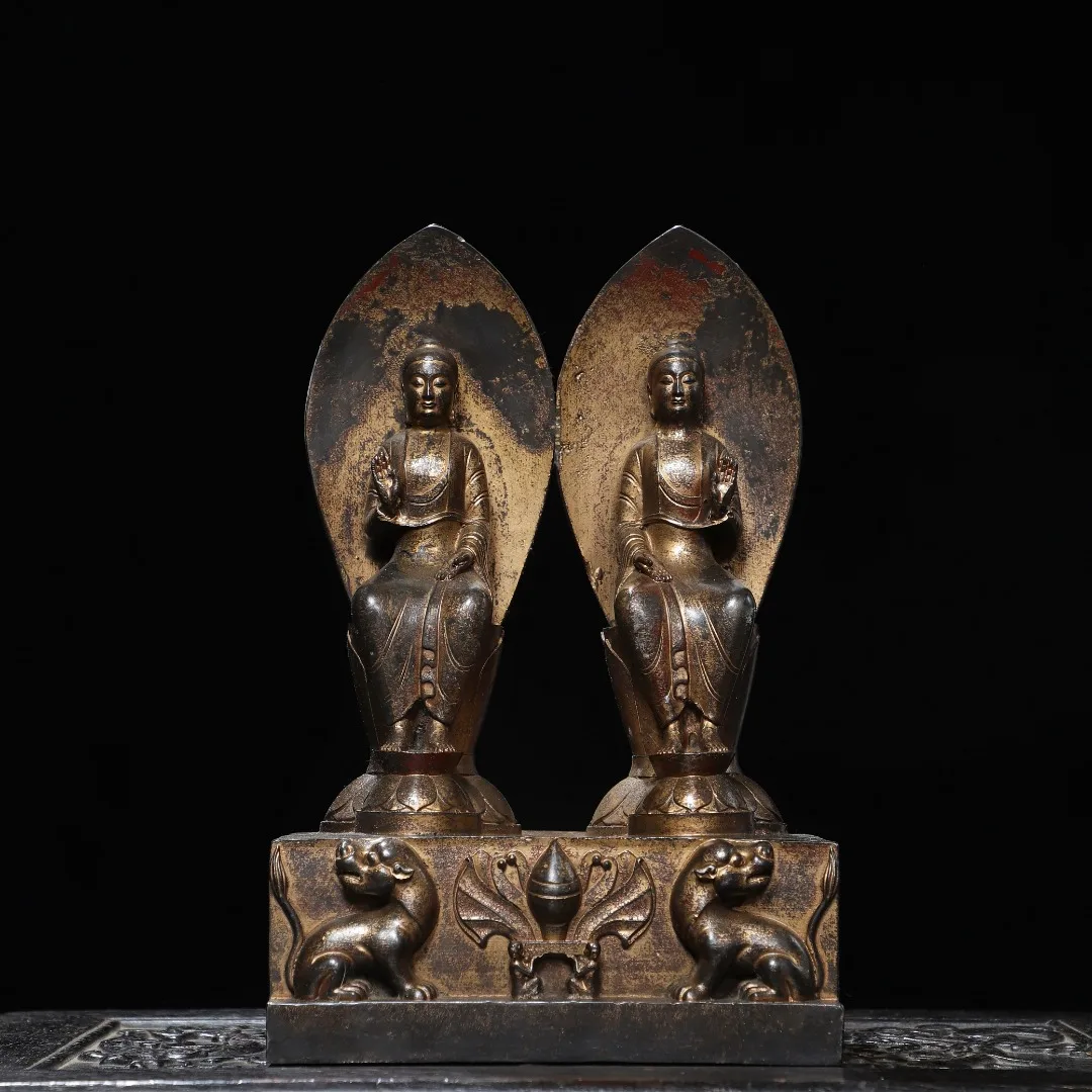 11 Old Bronze Cinnabar Gilded Northern Wei Buddha Amitabha Buddha Shakyamuni sitting Buddha Lotus Buddha Terrace Worship Hall