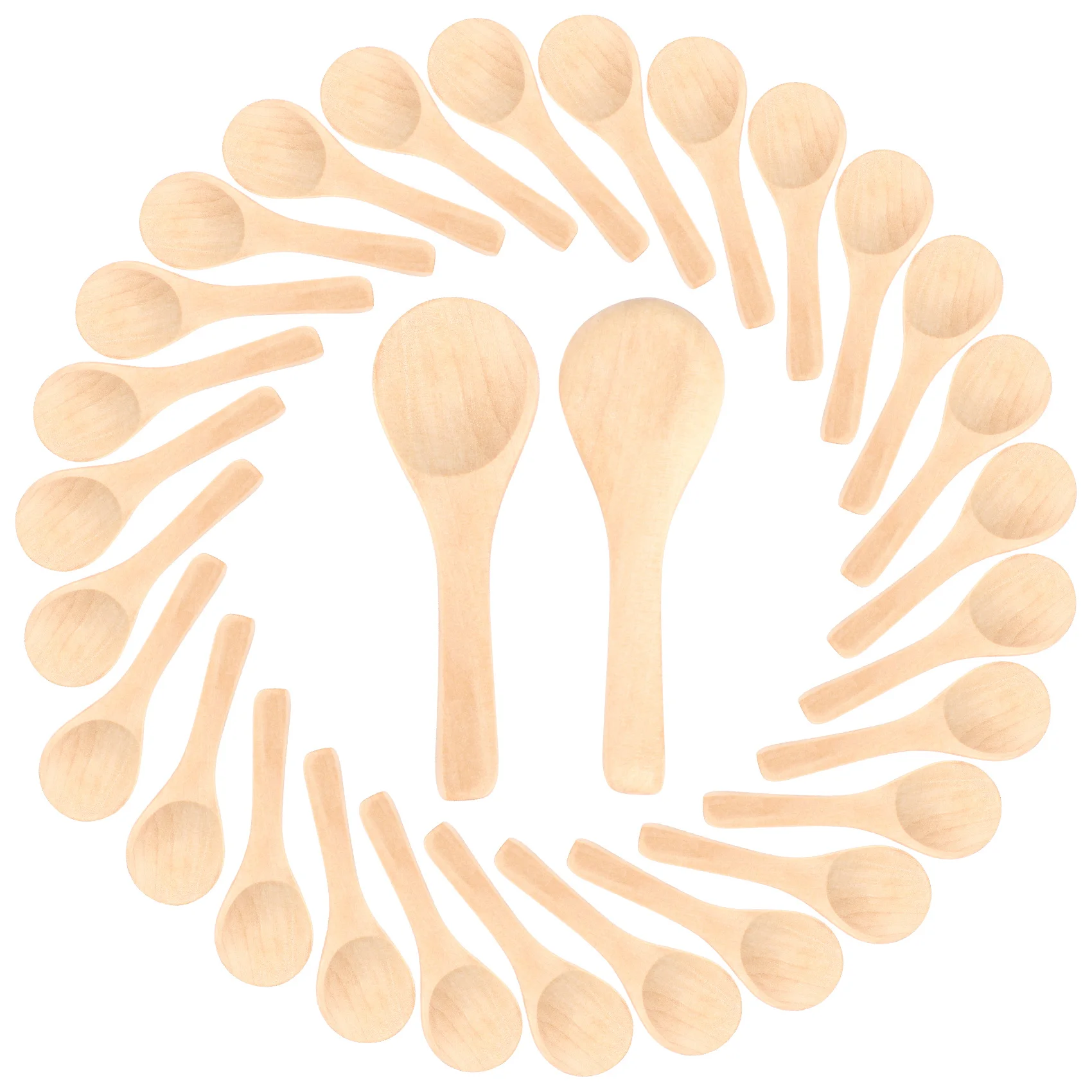 50 Pieces Small Wooden Spoons Mini Nature Spoons Wood Honey Teaspoon Cooking Condiments Spoons for Kitchen (Light Brown)