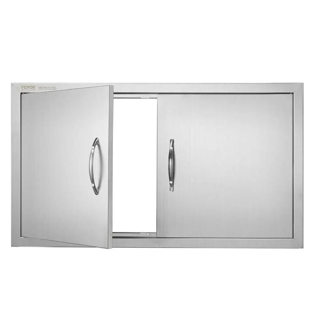 

Stainless Steel Outdoor for bbq Access Door Double Door Vertical Wall Flush Mount Handles Included for bbq Island Grilling