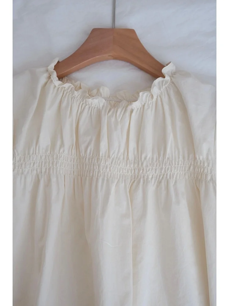 High-End Gevouwen Label Bubble Sve Ort Sve Top Ele Ontwerp Zomer Nieuwe Sle Dames T-shirt Leuke Sle Pure kleur