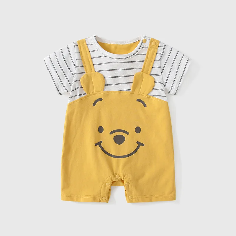 

MINISO Winnie the Pooh Summer Baby Boy Short Sleeve Romper Korean Style Cotton Newborn Climbing Outfit Cute Bodysuit 0-1 years