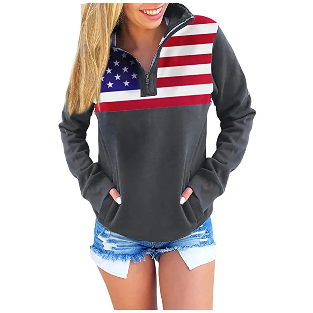 Autumn Women 3D Print Hoodie Tops Fashion America Flag Polyester Harajuku Sweatshirt Pullover Hoodies Casual Cool Female Clothes