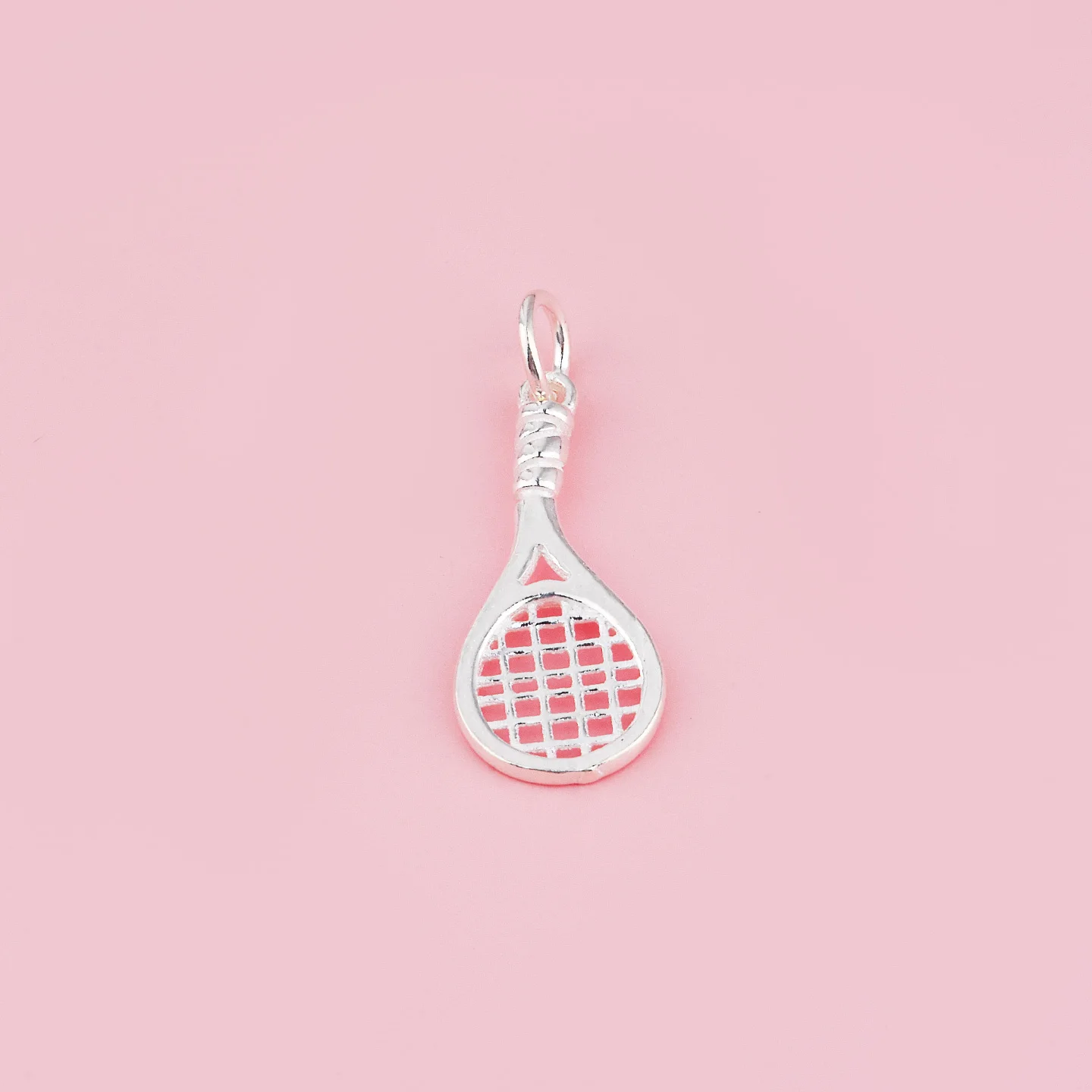 S925 pure silver badminton racket pendant. Handmade DIY beaded materials bracelet necklace jewelry accessory for women.