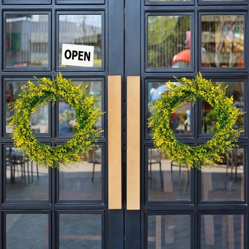 Realistic Spring Green Wreath Decorative Wreath for Front Door, Artificial Farmhouses Decorations 40cm Diameter 15UB