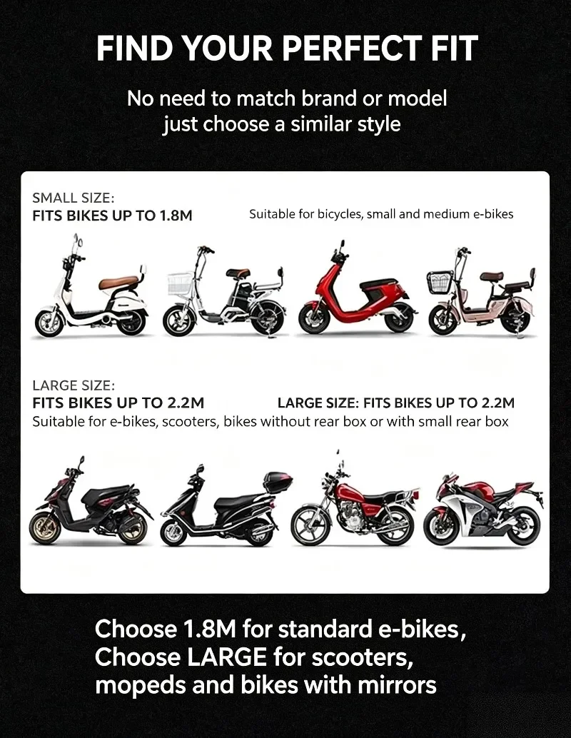 Verstärkte Motorrad-Schutzhülle, Allwetter-Wasserdicht, UV-Sonnenschutz, Staubdicht, Regen- und Schneeschutz, Universell für Motorräder – Detail 3