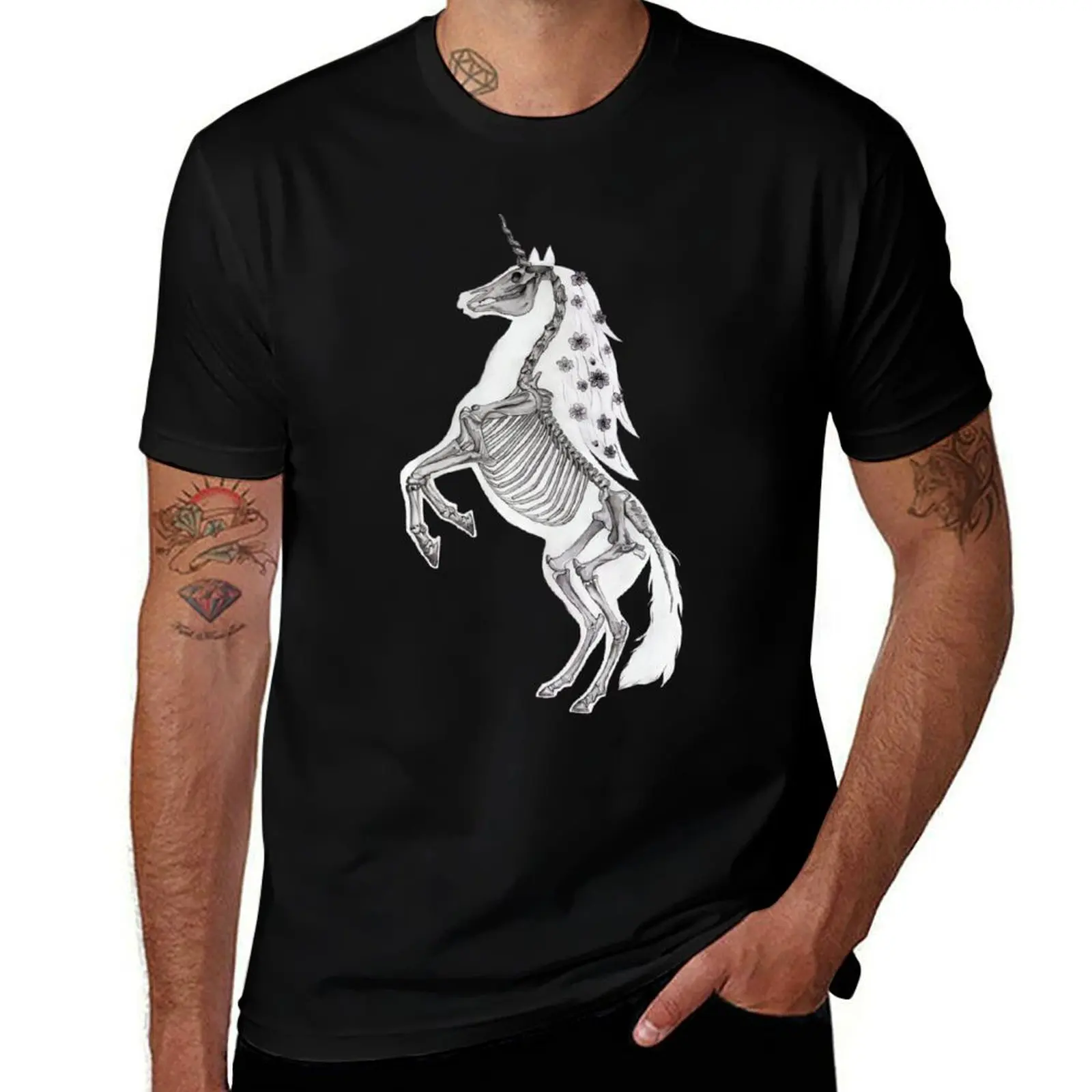 

Unicorn Skeleton: Magic Halloween Animal Anatomy T-Shirt t shirts cotton 100% T-Shirt
