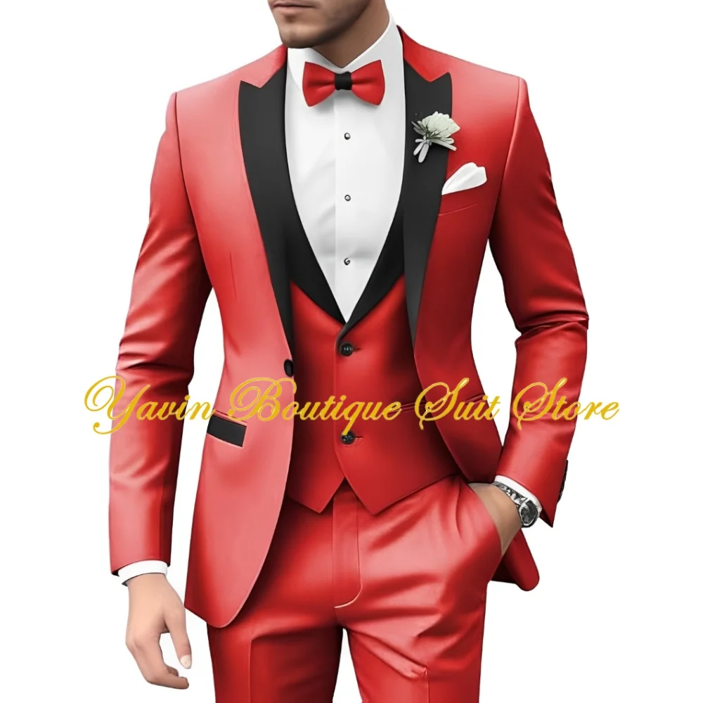 بدلة رجالية رسمية 3 قطع سترة بقصة ضيقة وسراويل تناسب الرجال بدلة سهرة عصرية لحفلات الزفاف وحفلات التخرج للرجال